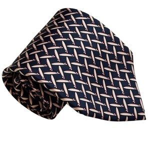 IZOD Men's 100% Necktie with a Pattern of Pink Surfboards, Color Navy and Pink